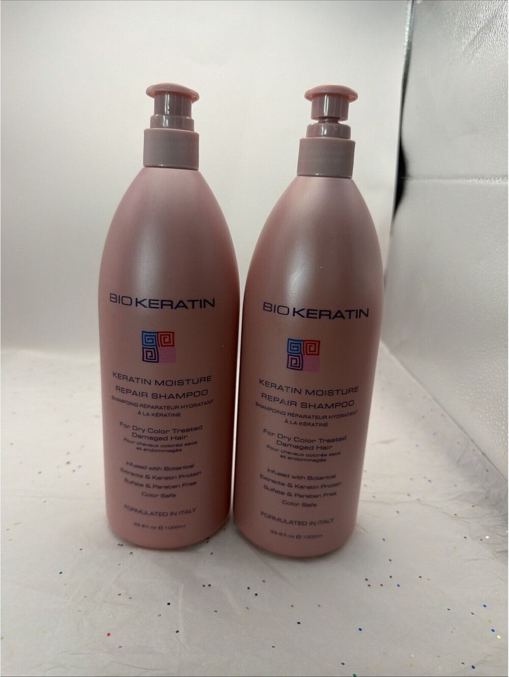 Bio Keratin Moisture Repair Shampoo for Dry Color Treated Damaged Hair 2 Pk New